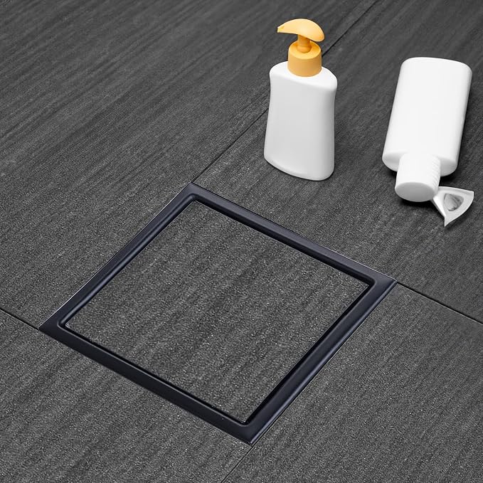 Square Shower Drain, AISI 304 Stainless Steel Matte Black Shower Floor Drain - Image 2