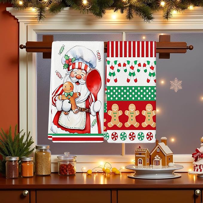 Cesqouc® 4pcs Hand Towels with Christmas Patterns : Santa Claus und Cute - Image 6