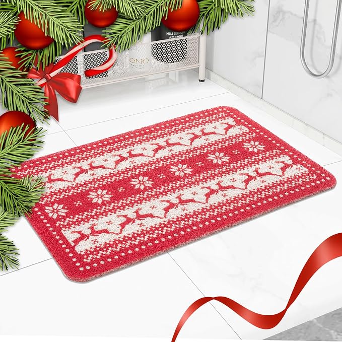 Christmas Non-Slip Bathtub Mat, Anti Slip Shower Mat, Fast Drying Bathtub Mats by Hargiis