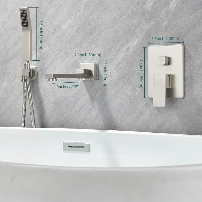 DASAN Swiveling Wall Mount Tub Filler Faucet Set - Image 7