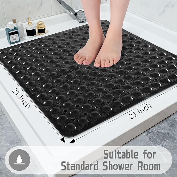 Yimobra Shower Stall Mat Non Slip, 21x21 Inch, Soft Square Bath Mat - Image 5