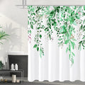Gibelle Emerald Green Eucalyptus Shower Curtain, Watercolor Plant Leaves by Gibelle