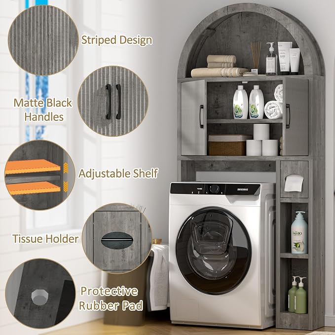 Spurgehom Over The Toilet Storage Cabinet, Bathroom Shelf Organizer Freestanding - Image 4