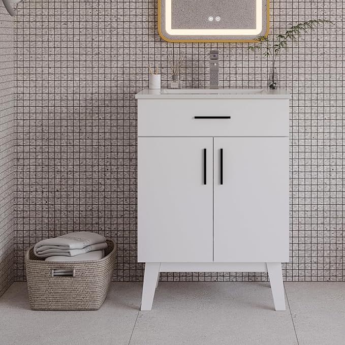 24" Bathroom Vanity with Sink, Vanity Combo with Two Soft Close Cabinet Doors by Chyanmoo