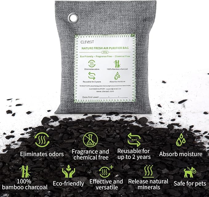 CLEVAST Bamboo Charcoal Air Purifying Bags, Removes Odors and Moisture - Image 2