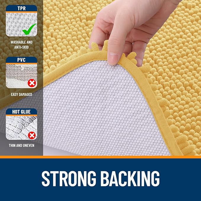 OLANLY Bathroom Rugs 44x24, Extra Soft Absorbent Chenille Bath Rugs, Rubber - Image 6