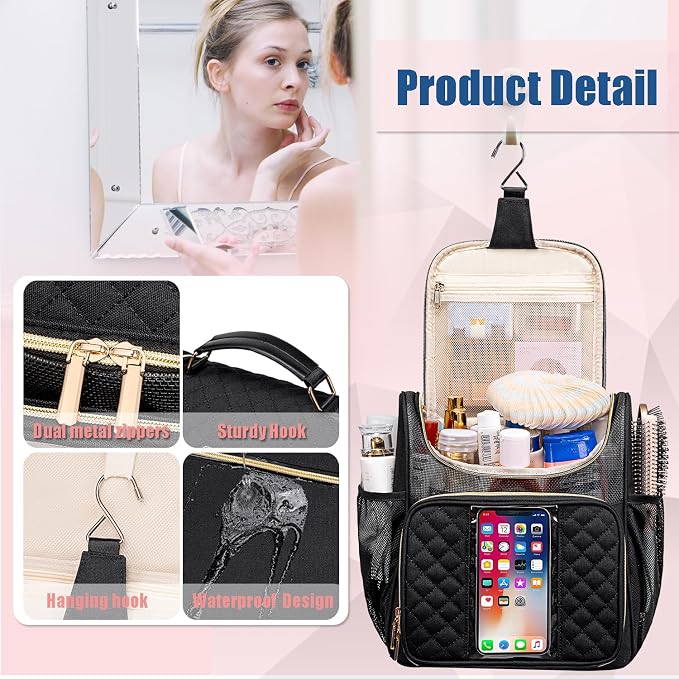 Large Toiletry Bag for Women Men, Portable Shower Caddy For College Dorms - Image 6