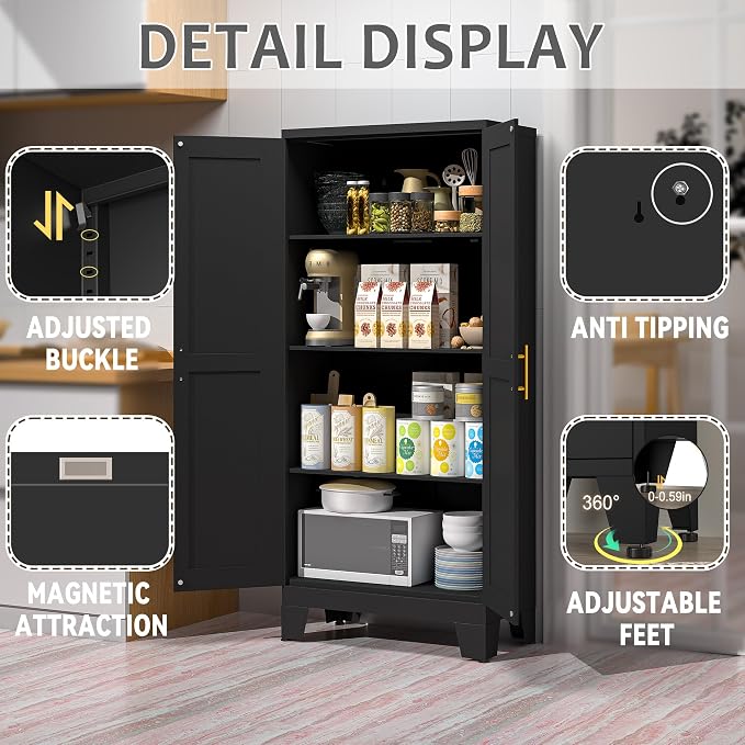 61.02" Kitchen Pantry Cabinet, Pantry Storage Cabinet - Image 3