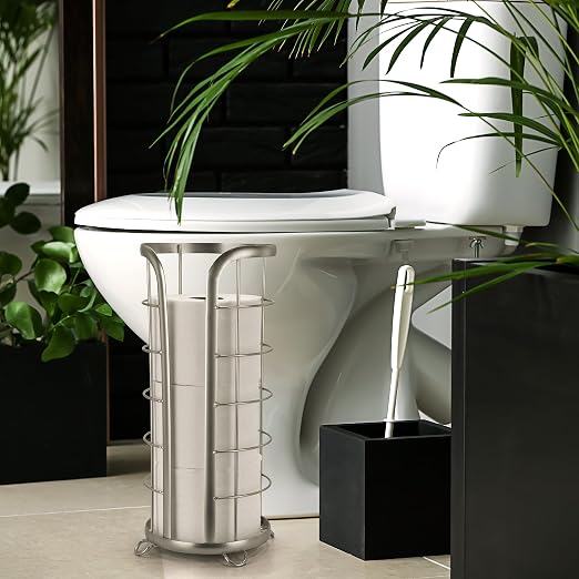 BROOKSTONE, Nickel Toilet Paper Holder, Freestanding Bathroom Tissue Organizer - Image 5