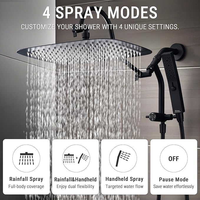 G-Promise 14 Inches Shower Faucet Sets Complete, All Metal Rainfall Shower Head - Image 6