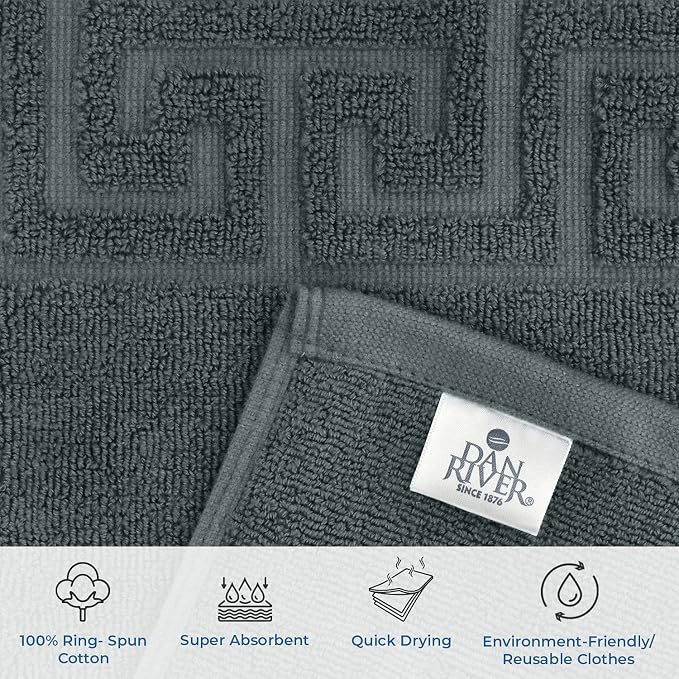 DAN RIVER Greek Cotton Bath Mats Set of 2 – Not a Bathroom Rug, Ultra Soft - Image 3