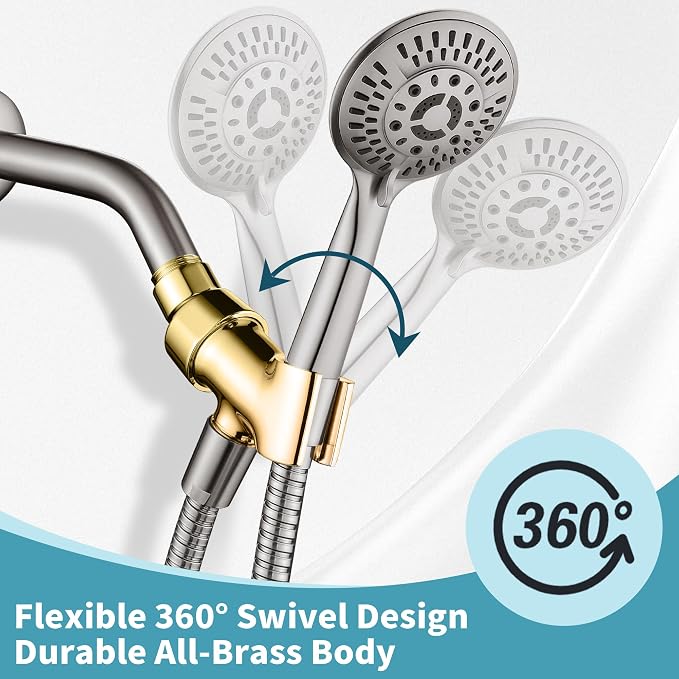 BRIGHT SHOWERS All Metal Handheld Shower Head Holder, Adjustable Shower Arm - Image 3