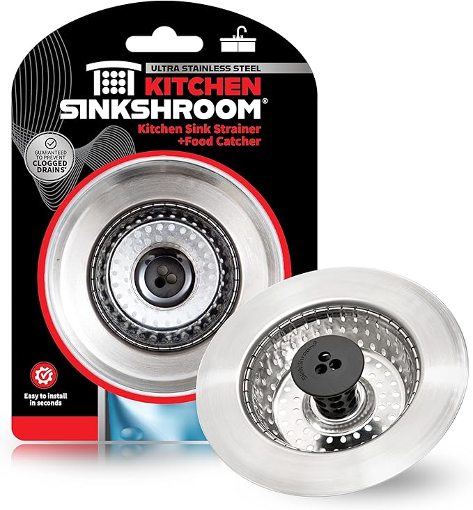 Kitchen SinkShroom Revolutionary Clog-Free Stainless Steel Sink Strainer by TubShroom