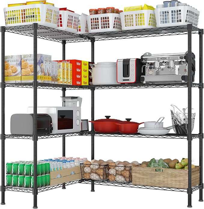 4 Tier Storage Racks Shelving, Heavy Steel Pantry Shelves, Adjustable Wire - Image 8