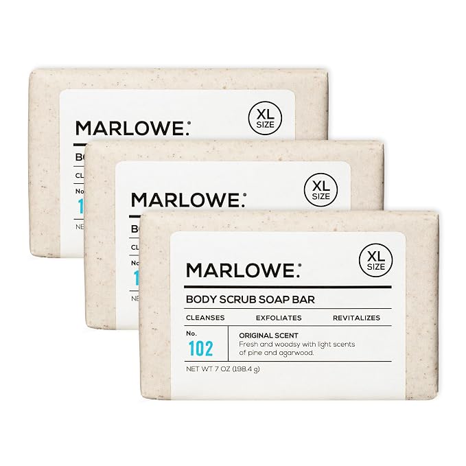 MARLOWE. No. 102 Body Scrub Soap 7 oz, Exfoliating Soap Bar by MARLOWE.