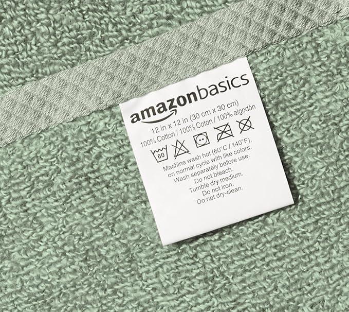 Amazon Basics Cotton Washcloths, Seafoam Green - Image 4
