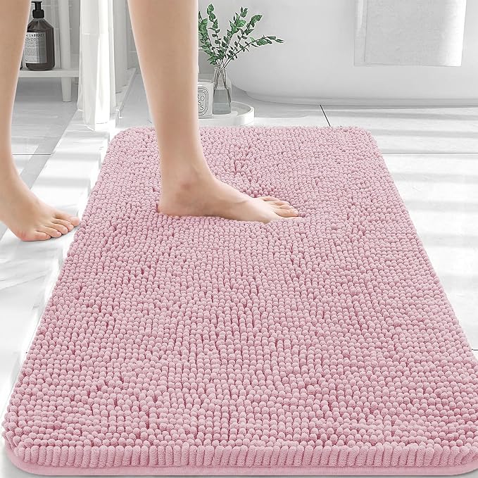 OLANLY Bathroom Rugs 30x20, Extra Soft Absorbent Chenille Bath Rugs, Rubber by OLANLY