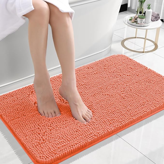 OLANLY Bathroom Rugs 24x16, Extra Soft Absorbent Chenille Bath Rugs, Rubber by OLANLY
