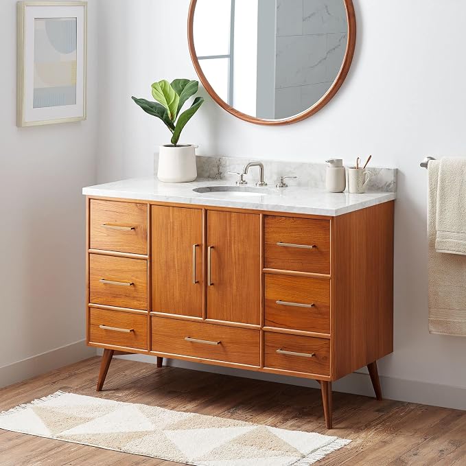 Signature Hardware 953363-48-UM-8 Novak 48" Freestanding Teak Single Basin by SignatureHardware