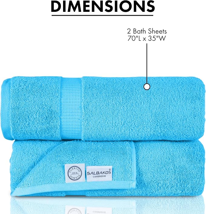 SALBAKOS 100% Turkish Cotton Extra Large Bath Sheet Set of 2 35x70 inch | - Image 7