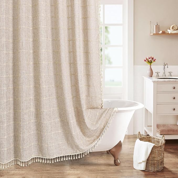 MitoVilla Boho Farmhouse Shower Curtain Set, Modern Boho Shower Curtains by MitoVilla