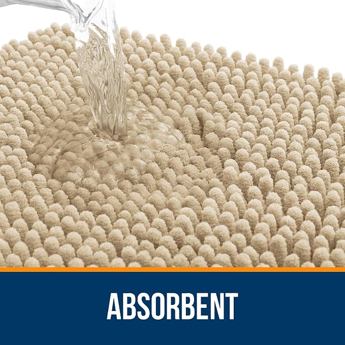 OLANLY Bathroom Rugs 45x27, Extra Soft Absorbent Chenille Bath Rugs, Rubber - Image 4