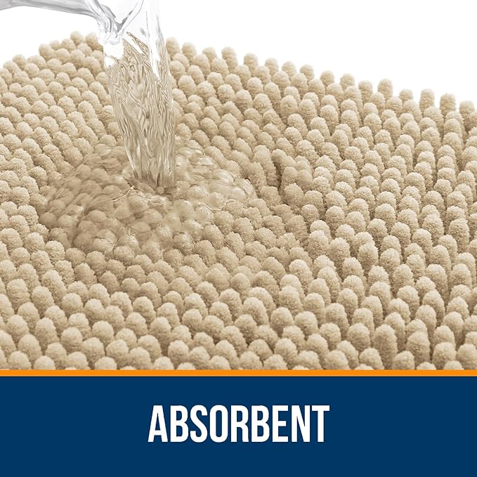 OLANLY Bathroom Rugs 47x20, Extra Soft Absorbent Chenille Bath Rugs, Rubber - Image 4