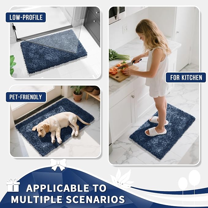 Yimobra Chenille Bathroom Rugs Non Slip, Extra Thick Soft Absorbent Bath Rug - Image 7