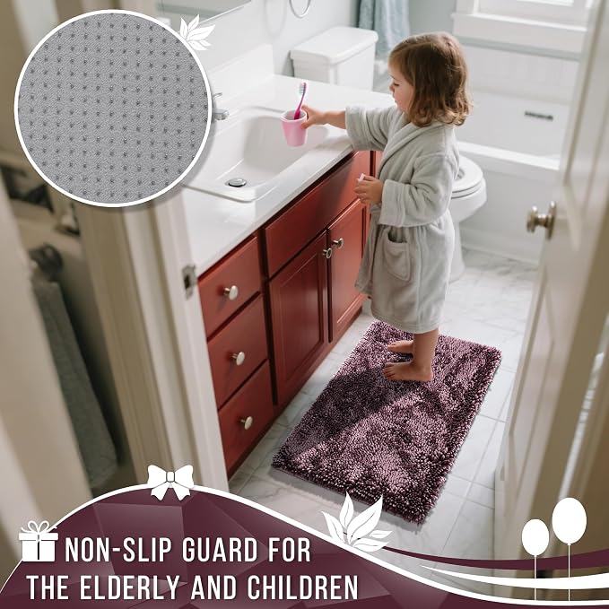 Yimobra Chenille Bathroom Rugs Non Slip, Extra Thick Soft Absorbent Bath Rug - Image 6