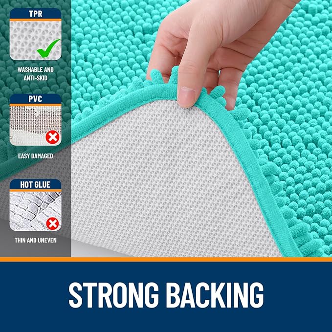 OLANLY Bathroom Rugs 44x24, Extra Soft Absorbent Chenille Bath Rugs, Rubber - Image 6
