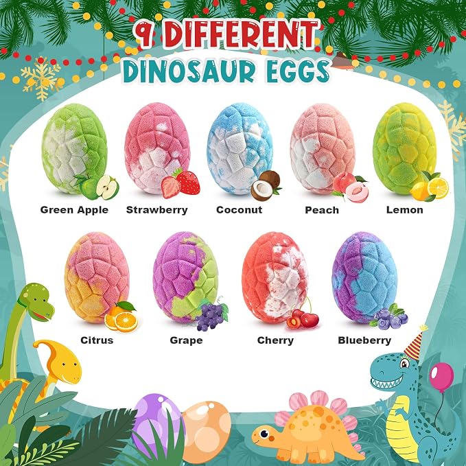 Bath Bombs for Kids with Dinosaur Toys Inside, 9 Pack Natural and Organic - Image 5