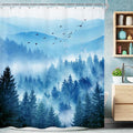 Riyidecor Extra Long Blue Shower Curtain 72Wx78H Inch Foggy Misty Nature by Riyidecor