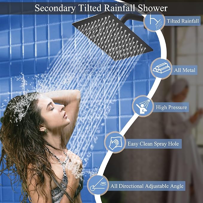 Shower Faucet Set Matte Black Shower System, Knob Switch Diverter Shower Faucet - Image 5