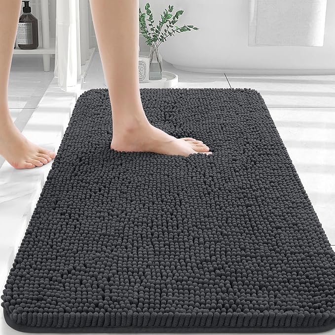 OLANLY Bathroom Rugs 30x20, Extra Soft Absorbent Chenille Bath Rugs, Rubber by OLANLY