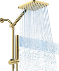 Shower Heads with Handheld Spray Combo Gold, 10 Inch High Pressure by HOMBETER