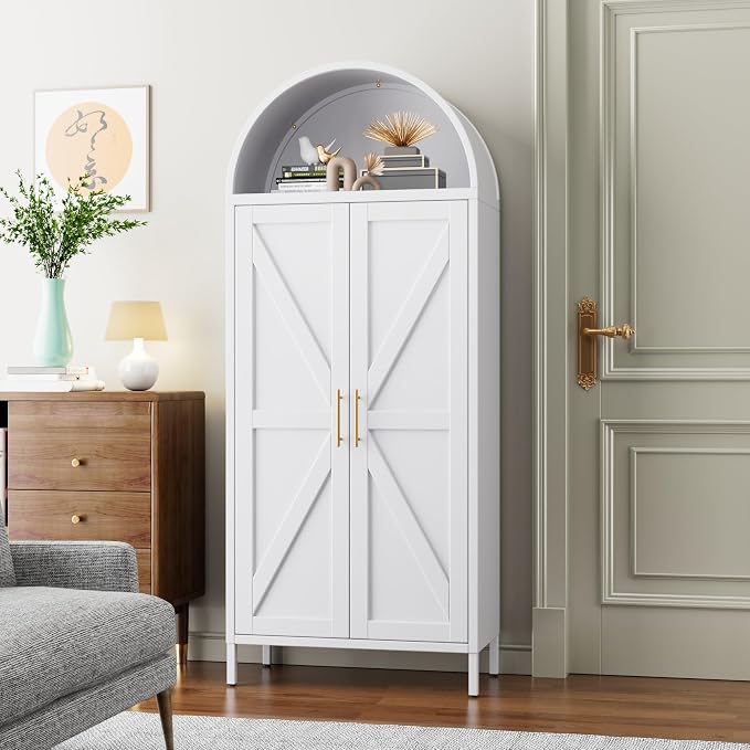 Kitchen Pantry Cabinet, 67in Tall Arched Storage Cabinet by GANGMEIMENTALSTORAGECABINET