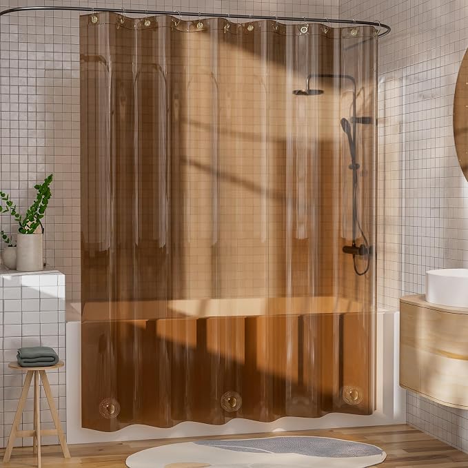 AmazerBath Extra Long Shower Curtain Liner, 100% EVA Clear Amber Heavy Duty 84 - Image 8