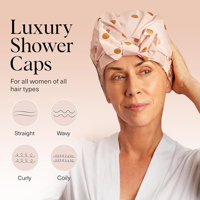 Kitsch Luxury Shower Caps for Women Reusable Waterproof - Image 3