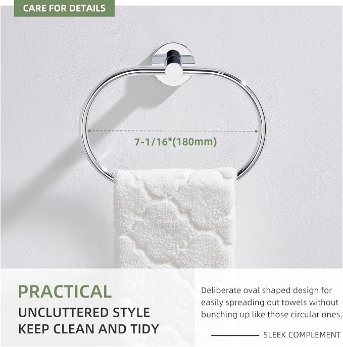 Angle Simple Towel Ring, Stainless Steel Swivel Hand Towel Holder Rack Hanger - Image 7