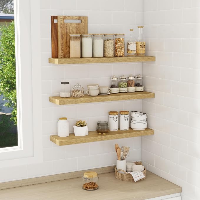 Floating Shelves Wall Shelf 30 Inch Long, Rustic Wood Bathroom Shelves 30 Inch - Image 2