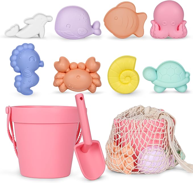 MarcZero 11Pcs Silicone Beach Toys, Modern Baby Beach Toys, Travel Friendly by EnjoyMakeSushiEasyAndFun