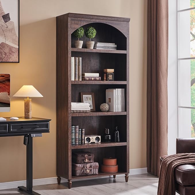 76" Tall Arched Bathroom Storage Cabinet, 5 Tiers Large Farmhouse Arched - Image 5