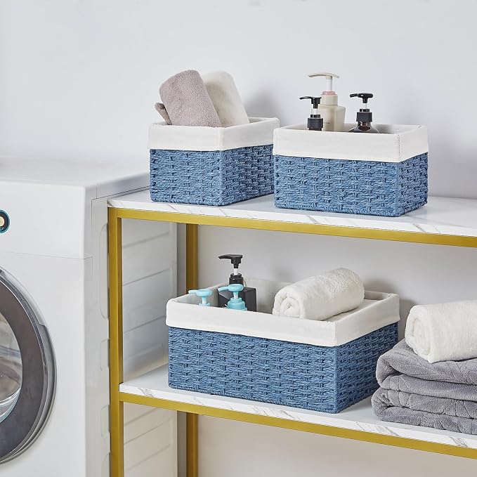 Vagusicc Wicker Basket, Rectangle Wicker Storage Basket Bins - Image 5