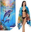 Microfiber Extra Large, Oversized Blue White Striped Beach Towels, by Unknown