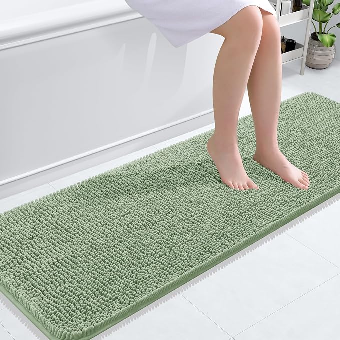 OLANLY Bathroom Rugs 59x20, Extra Soft Absorbent Chenille Bath Rugs, Rubber by OLANLY