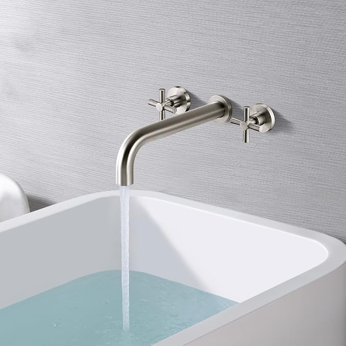 SUMERAIN Tub Faucet Brushed Nickel Wall Mount Tub Filler High Flow Bathtub - Image 4
