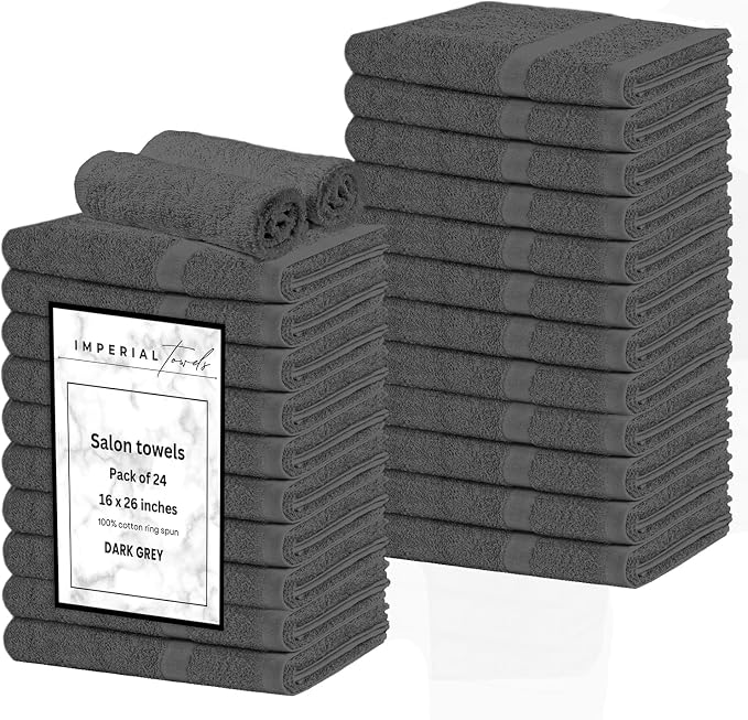 Salon Towels -24 Pack Grey Hand Towels 100% Cotton Spa Towels – 16x26 inches by Unknown