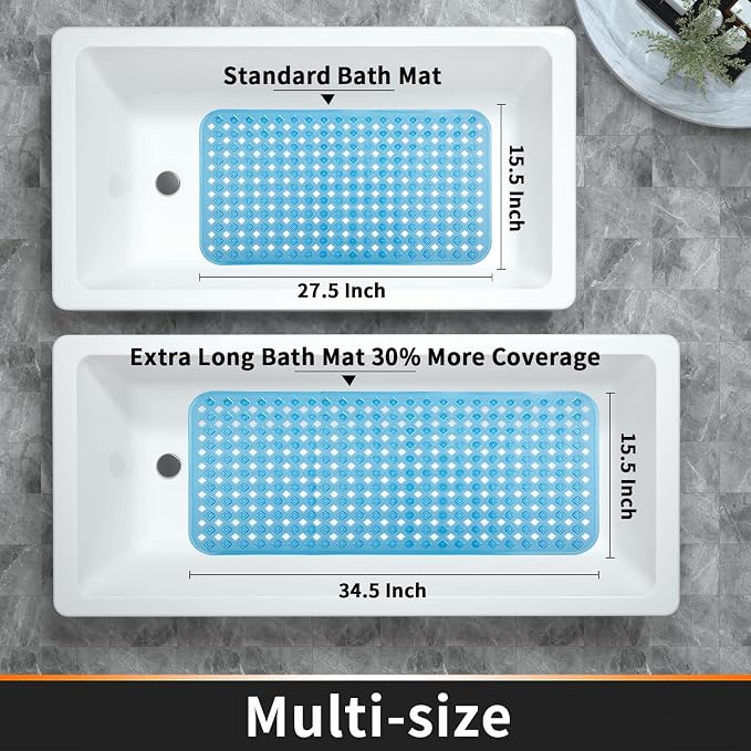 Yimobra Non Slip Bath Mat, Super Strong Suction Cups, 34.5"x15.5"Long Tub Mat - Image 6