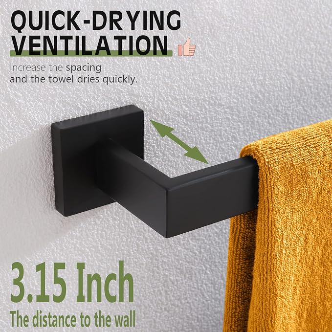 KOKOSIRI 12-Inch Single Towel Bar, Bathroom Kitchen Towel Holder, Wall Mounted - Image 3