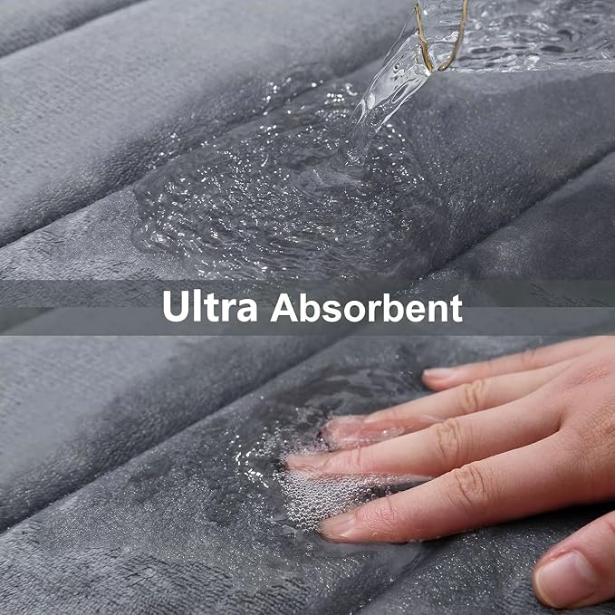 Buganda Memory Foam Bath Mat, Ultra Soft and Non-Slip Bathroom Rugs, Water - Image 5